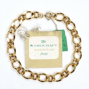 Vintage Coro Link Bracelet 24kt Plated Karatclad 7"